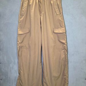 Khaki Beige Cargo Pants Womens Medium Wide Leg Utility Y2K Streetwear